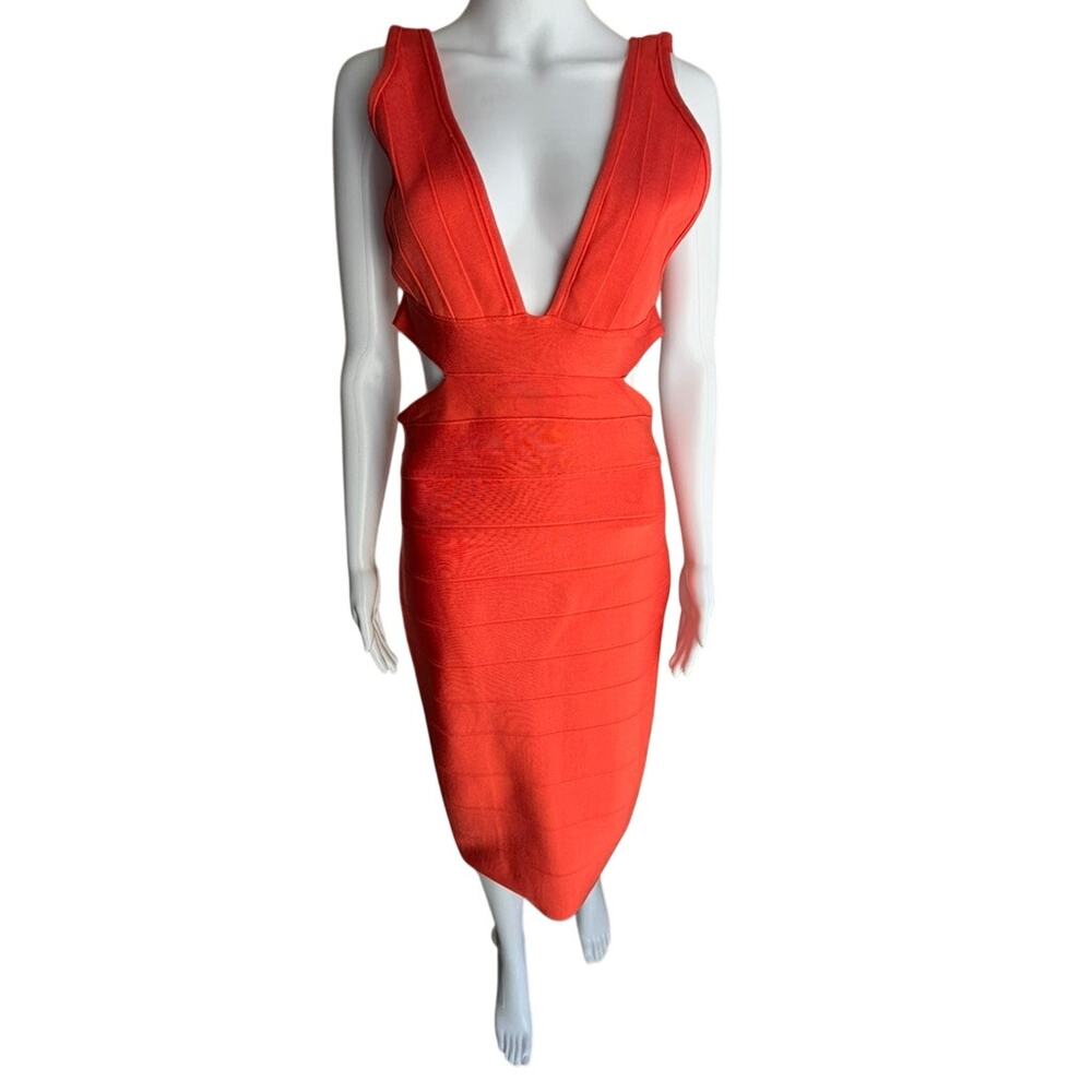 Hervé Léger x Forever 21 Bandage Dress Orange Cutout NWT XL